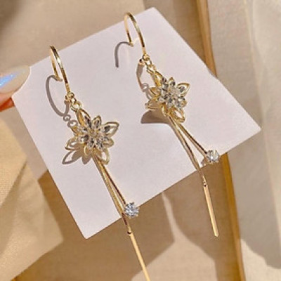 Earrings nữ đeo tai hình hoa đính đá cao cấp
