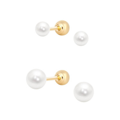 Khuyên Tai Ngọc Trai (Chuôi Bi Vặn Vàng 14K) - MOON Jewelry