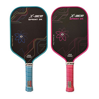 Vợt Pickleball X-Ace Sprint 3K carbon tặng kèm bóng và cuốn cán, trọng lượng 230g, bề mặt nhám bám bóng tối ưu.