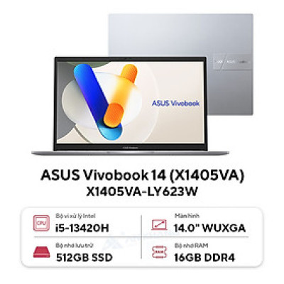 Asus Vivobook 14 X1405VA-LY623W (Intel Core i5-13420H | 16GB | 512GB | 14 inch WUXGA | Win 11 | Bạc) - HÀNG CHÍNH HÃNG