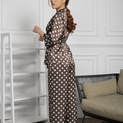 Đồ Bộ Nữ Mặc Nhà Pijama Dài Lụa Hàn Thắt Eo Maxivic, La Mộc - MM112114