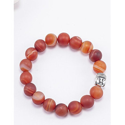 Vòng Tay Phong Thủy Nam Đá Mã Não Đỏ Nhám Phối Charm Phật Bạc (10mm) Mệnh Hỏa, Thổ Ngọc Quý Gemstones