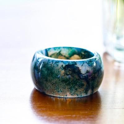 Nhẫn nam đá băng ngọc thủy tảo mệnh hỏa , mộc - Ngọc Quý Gemstones