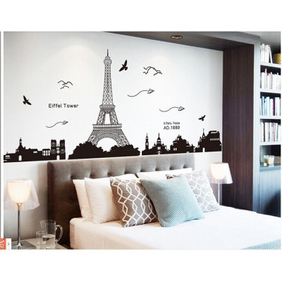 Decal dán tường thành phố Paris và tháp Eiffel xinh đẹp của nước pháp ZOOYOO KK049