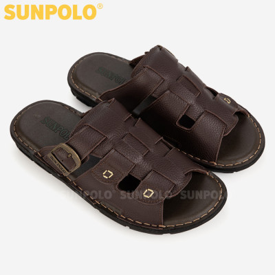 Dép Quai Ngang, Dép Nam Da Bò SUNPOLO SUA022 (Đen, Nâu)