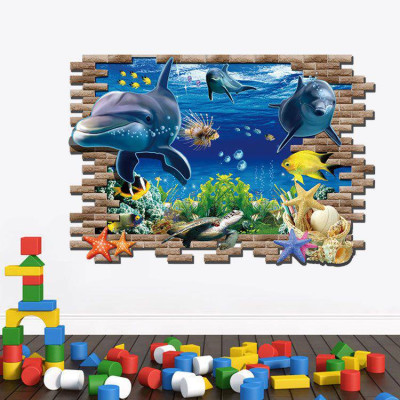 Decal 3D cá heo AmyShop DCS009 ( 60 x 90 cm)