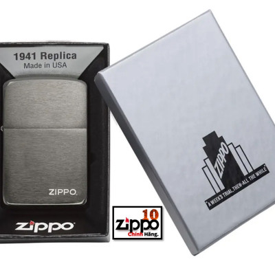 Bật Lửa Zippo 24485 Replica 1941 Black Ice with Logo - Chính hãng 100%