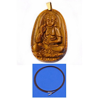 Vòng đeo cổ phật A Di Đà đá mắt hổ 3.8cm - Phật bản mệnh tuổi Tuất, Hợi - Mặt phật size nhỏ