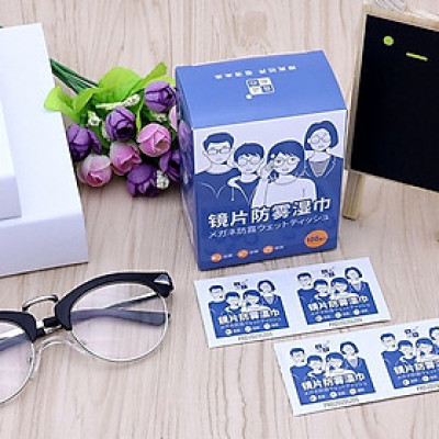 Hộp 100 miếng khăn lau nano dùng 1 lần - Chống bám hơi nước,hơi thở, chống mờ sương cho kính - Hàng Chính Hãng