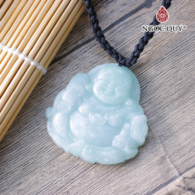 Mặt dây chuyền phật di lặc đá cẩn thạch A trắng hợp mệnh thủy kim - Ngọc Quý Gemstones