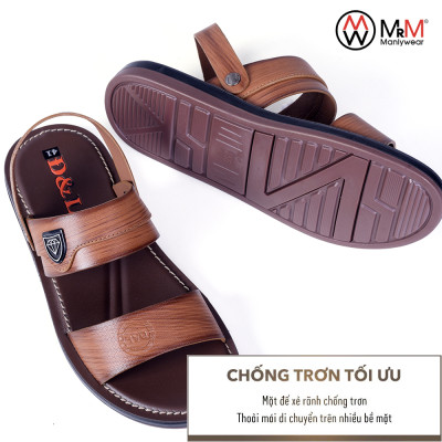 Dép Sandal Nam Da Bò Đế Cao Su Nguyên Khối, Đường May Chắc Chắn, Mềm Mại Êm Chân MRM Manlywear