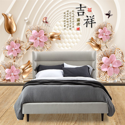 TRANH HOA 3D DÁN TƯỜNG CAO CẤP,Tranh dán tường 3d, Tranh hoa 3D, tranh lụa 3D dán tường,tranh dán tường phòng khách 3D PVP-42851, 