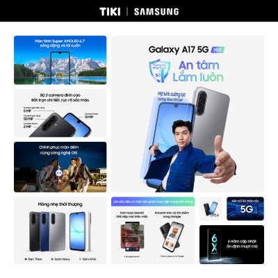 Điện Thoại Samsung Galaxy A17 5G (8/128GB), Camera 50MP & IOS, Kính Cường Lực Gorilla Victus, AI Gemini - Hàng Chính Hãng