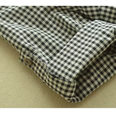 Áo sơ mi nữ Haint Boutique dáng dài thiết kế kẻ caro tay lỡ A05