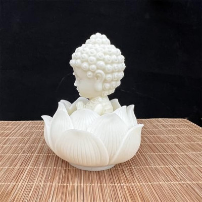 Tượng Phật mini ngồi trên đài sen để xe hơi, bàn làm việc, decor cầu may mắn bình an