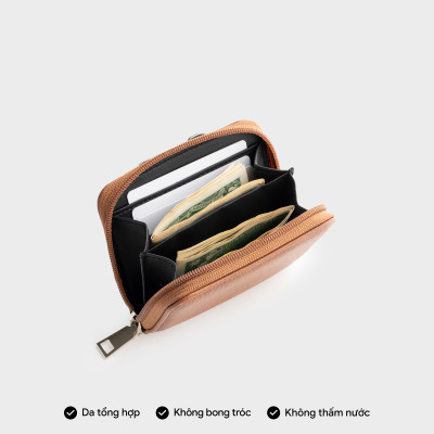 Ví Trita ( Thời trang nữ dáng ngắn cầm tay phối khóa kéo - Ví da RV84 )