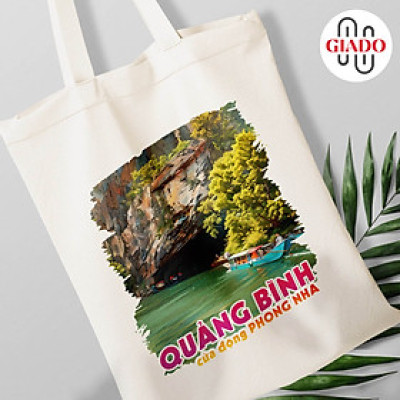 Túi canvas GIADO, túi vải bố, túi tote mẫu Quảng Bình cửa động Phong Nha
