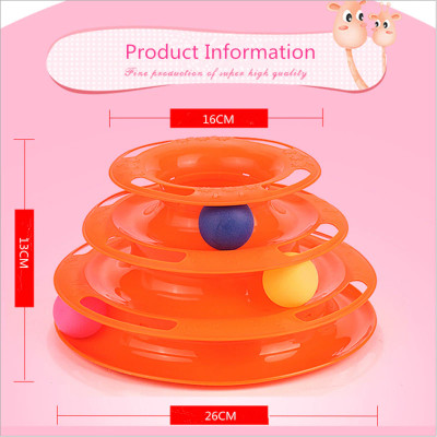 Đồ chơi cho mèo tháp 3 tầng có banh - Genyo Toy 209 (Màu giao ngẫu nhiên )