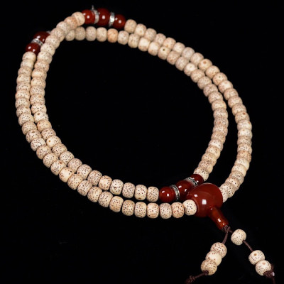 VÒNG TAY CHUỖI 108 HẠT BỒ ĐỀ TINH NGUYỆT 6x8mm TỰ NHIÊN