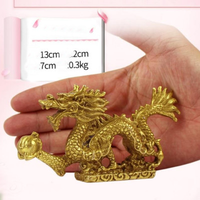 Tượng Rồng phong thủy bằng đồng thau 13cm