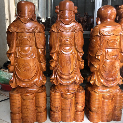 Tượng tam đa phúc lộc thọ bằng gỗ hương kt cao 40