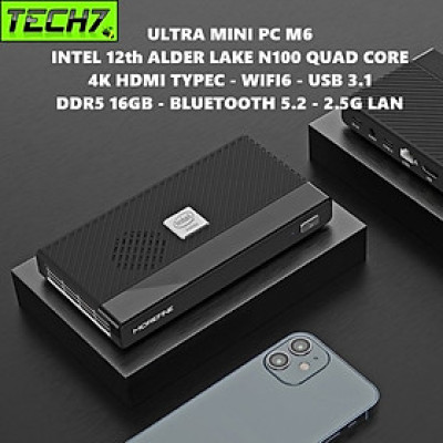 Máy Tính Siêu Nhỏ Ultra Mini M6 - Intel thế hệ 12 Alder Lake N100 - Hỗ Trợ Xuất Hình 4K 60hz hàng nhập khẩu