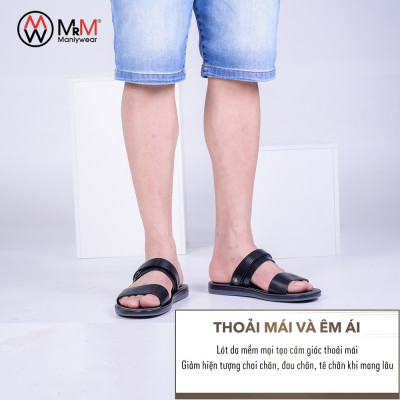 Dép Sandal Nam Da Bò Đế Cao Su Nguyên Khối, Đường May Chắc Chắn, Mềm Mại Êm Chân MRM Manlywear