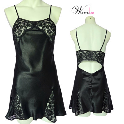 Đầm ngủ WANNABE DNS21 váy ngủ phối ren cúp ngực lưng lai tạo độ trong suốt quyến rũ gợi cảm cho người mặc