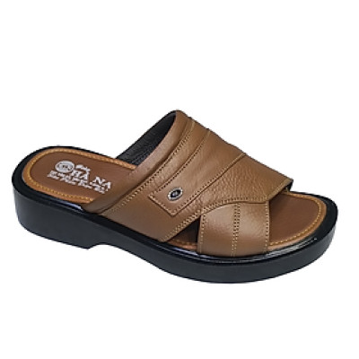 Dép Nam Quai Ngang Da Bò Thật TiTi ĐÔ Đế Cao Dành Cho Người Thấp DNA2134