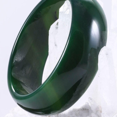 Vòng tay đá mã não xanh bản hẹ dày ni 58 mệnh hoả, mộc - Ngọc Quý Gemstones