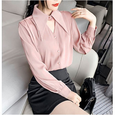 Áo sơ mi cổ sen nhọn cách điệu sang chảnh