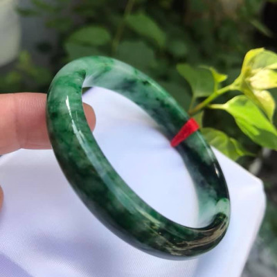 VÒNG ĐÁ CẨM THẠCH HẸ SƠN THỦY LIỀN KHỐI NI 52 100% THIÊN NHIÊN MÀU XANH SƠN THỦY VÂN ĐẬM NHẠT NỮ 50KG - 60KG ĐEO ĐẸP TAY Ạ