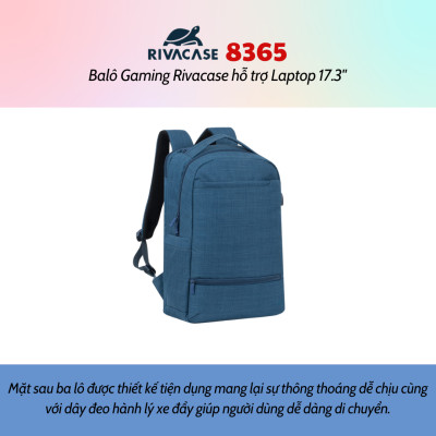 Balô Gaming Rivacase 8365 Để Vừa Laptop 17.3" - Bảo Hành 24 Tháng - Hàng Chính Hãng