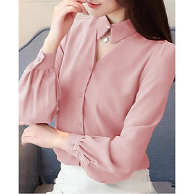 Áo Sơ MI Nữ Tay Dài Cổ Kiểu Nút Ngọc - Mã SSL1222