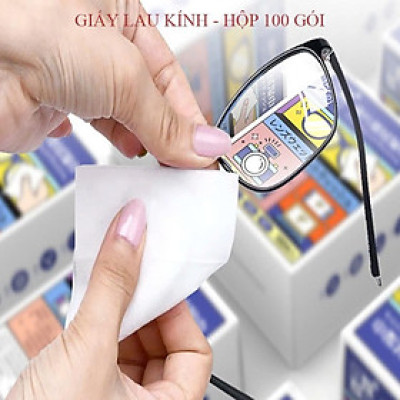 Hộp 100 khăn lau kính, Giấy lau kính chống mờ sương, mồ hôi, chống nhờn - HENRYSA