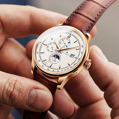 Đồng hồ nam Poniger P815-1 Chính hãng ,Kính sapphire nguyên khối ,chống xước,chống nước 50m,mặt đen vỏ vàng hồng dây da nâu ( đen) xịn,vỏ máy thép không gỉ 316L,Đồng hồ cơ (Automatic) bảo hành 24 tháng, hàng mới 100%,thiết kế trẻ trung và sang trọng