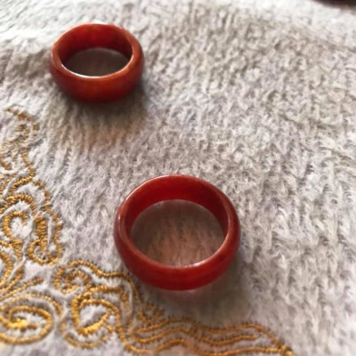 NHẪN ĐÁ CẨM THẠCH MÀU ĐỎ ĐẸP NI NHẪN 17MM HỢP MỆNH HỎA THỔ