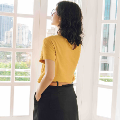 Áo sơ mi màu vàng Peter Pan Blouse Burny A3004312V