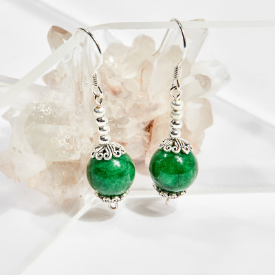 Bông tai đá cẩm thạch 10mm mệnh hỏa , mộc - Ngọc Quý Gemstones