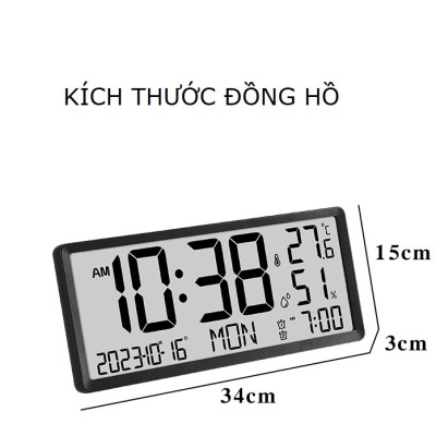 Đồng Hồ LCD Màn Hình Lớn Đa Năng Báo Thức, Nhiệt Độ, Độ Ẩm - L04