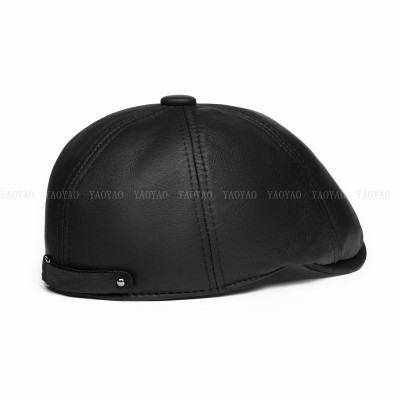 Nón nam BHY1969 Mũ beret nam da cừu cao cấp, sang trọng