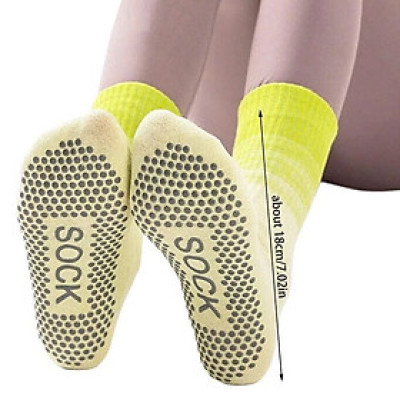 Tất / Vớ Chân Cao Cổ Nữ 15,9K Freesize Tập Yoga Pilates Len Co Giãn Đính Hạt Silicon Chống Trơn Trượt (Cao Cổ Kẻ Sọc)