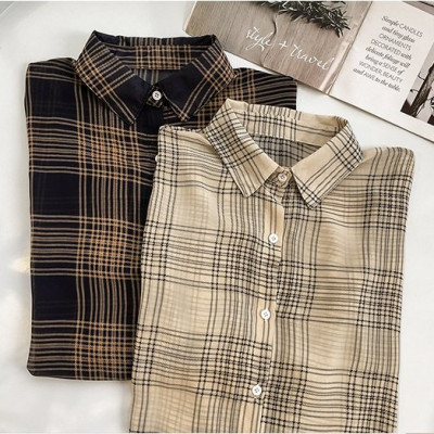 Áo sơ mi nữ form rộng, sơ mi công sở tay phồng rộng vai vải voan mỏng Haint Boutique HB32