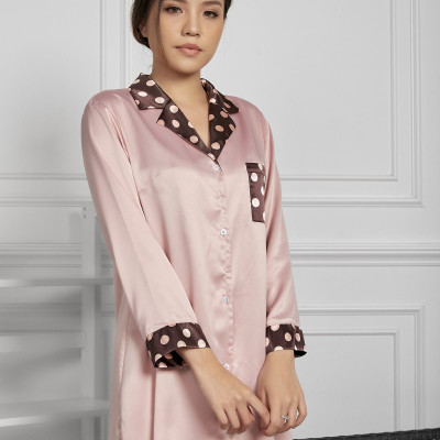 Đầm Pijama Lụa Hàn Cổ Bẻ Maxivic, La Mộc MM112120