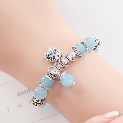 Vòng tay đá Aquamarine phối charm chuông bạc size hạt 10mm mệnh thủy, mộc - Ngọc Quý Gemstones