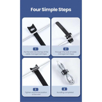 Ugreen UG88946LP401TK 20 sợi 18cm màu đen Dây dán Velcro tiện dụng chất liệu plastic 1 túi có 20 chiếc 20245P20 - HÀNG CHÍNH HÃNG