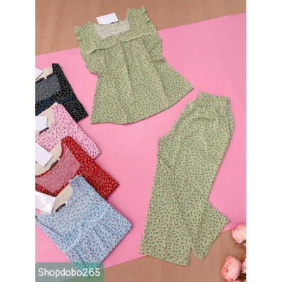 Đồ bộ nữ,đồ ngủ mặc nhà lửng 9 tấc vải lụa mango cao cấp BL 95 họa tiết hoa nhí dễ thương size 47-67kg