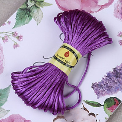Bó 10m-20m dây tím bóng handmade loại 1,5mm - Dây vải bóng 1.5mm để đan vòng, thắt dây handmade - Ngọc Quý Gemstones - Bó 10m - Tím