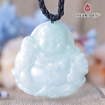 Mặt dây chuyền phật di lặc đá cẩn thạch A trắng hợp mệnh thủy kim - Ngọc Quý Gemstones