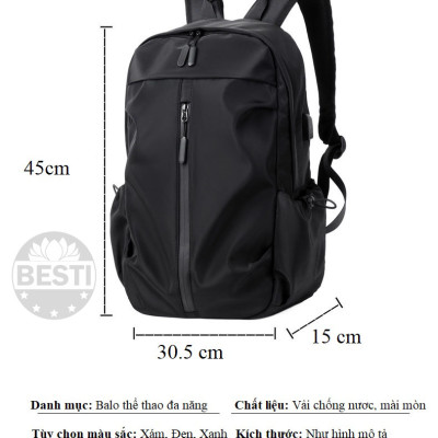 Balo nam, nữ thời trang đa năng - Balo Laptop - Macbook 15.6 inch chất liệu cao cấp chống thấm Besti - Hàng Chính Hãng